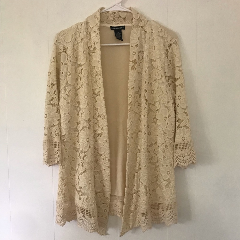 Open Cardigan with Lace Detail
